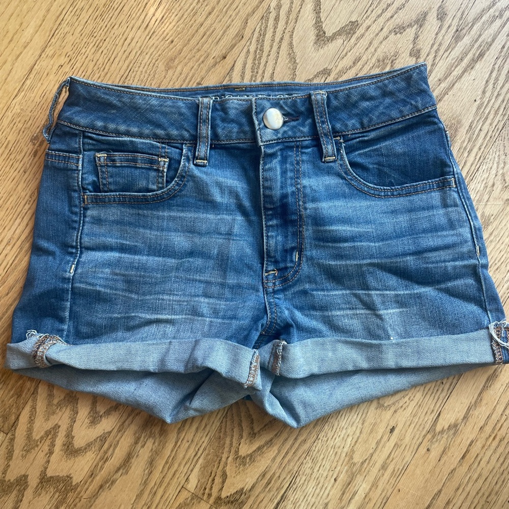 American Eagle high rise Shortie super stretch denim shorts